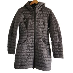 Lululemon Athletica Pack It Down Long Black Hooded Packable Women Jacket Size 6